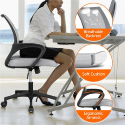 Yaheetech Ergonomic Mid-Back Mesh Office Chair - Light Grey - thumbnail 6