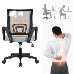 Yaheetech Ergonomic Mid-Back Mesh Office Chair - Light Grey - thumbnail 7