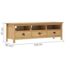 Walplus Tv Cabinet Hill Honey Brown 158X40X47 Cm Solid Pine Wood - thumbnail 4