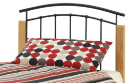 Save On Goods UK 3Ft Single Black Metal Tubular Bed Frame, Beech Wood Finish Corner Posts.strong Sturdy Frame Bedstead Base. - thumbnail 3