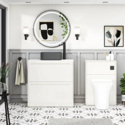 Royal Bathrooms Royal Bathroom Elmore 800mm Classic White Freestanding Countertop Bathroom Vanity Unit 2 Drawer With Art Square Basin - thumbnail 5