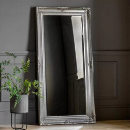 Xample Gallery Hampshire Silver Leaner Mirror, 84X170Cm, Ornate Baroque Frame, Portrait Or Landscape, Hand Silver Leaf Finish - thumbnail 1