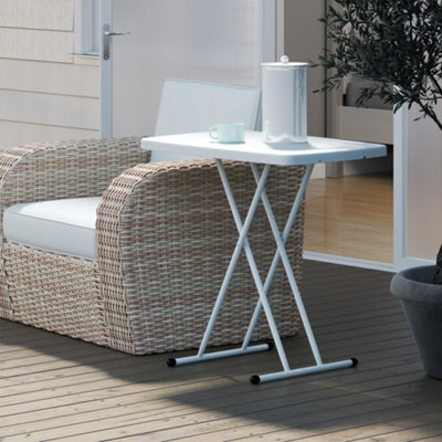 Outsunny Folding Coffee Table, Height Adjustable Picnic Table, White - image 1