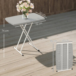 Outsunny Folding Coffee Table, Height Adjustable Picnic Table, White - thumbnail 3