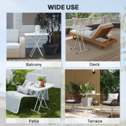 Outsunny Folding Coffee Table, Height Adjustable Picnic Table, White - thumbnail 7