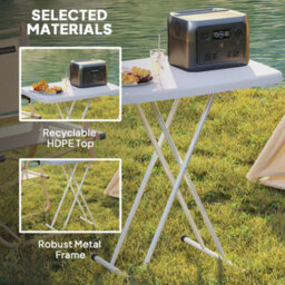 Outsunny Folding Coffee Table, Height Adjustable Picnic Table, White - thumbnail 6