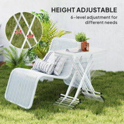 Outsunny Folding Coffee Table, Height Adjustable Picnic Table, White - thumbnail 5