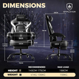 Gtplayer Big Gaming Chair, Ergonomic Office Chair With Footrest, 350Lbs, Premium Leather And Iridescent Trim, Ace-Armor, White - thumbnail 3