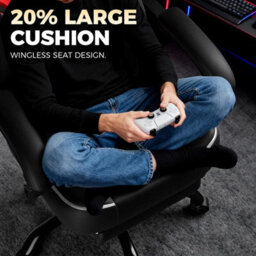 Gtplayer Big Gaming Chair, Ergonomic Office Chair With Footrest, 350Lbs, Premium Leather And Iridescent Trim, Ace-Armor, White - thumbnail 9