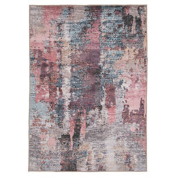 Loomed Blue Pink Multi Colour Abstract Machine Washable Soft Area Rug 240Cm X 330Cm - thumbnail 6