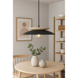Luminosa Lighting Luminosa Ferro Dome Pendant Ceiling Light Black, Beige 1X E27 - thumbnail 2