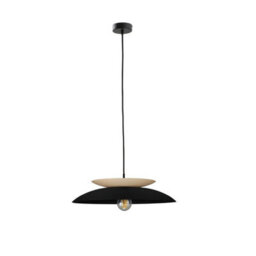 Luminosa Lighting Luminosa Ferro Dome Pendant Ceiling Light Black, Beige 1X E27 - thumbnail 1