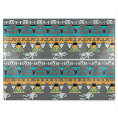 Benjamin Tate Design Tribal Art Egyptian Vintage Ethnic Silhouettes Glass Chopping Board - image 1