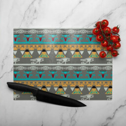 Benjamin Tate Design Tribal Art Egyptian Vintage Ethnic Silhouettes Glass Chopping Board - thumbnail 3