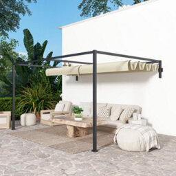 Outsunny 3 X 4M Wall Mounted Pergola With Retractable Roof, Khaki - thumbnail 8