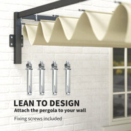Outsunny 3 X 4M Wall Mounted Pergola With Retractable Roof, Khaki - thumbnail 4