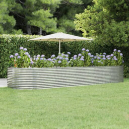 Berkfield Durable Garden Planter Silver 447X140X68 Cm Powder-Coated Steel - thumbnail 2
