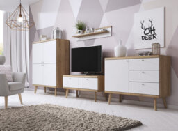 Abakus Direct Prime Tv Stand 107Cm In White And Oak - thumbnail 2