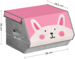Songmics Kids Storage Organisers, Set Of 3, Stackable Toy Organiser Boxes, Folding Organisers, For Kid's Room, Playroom - thumbnail 2