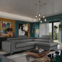 Grey Melange Corner Sofa Bed With Storage Laurence With Adjustable Headrests And Metal Legs For Living Room Right Side