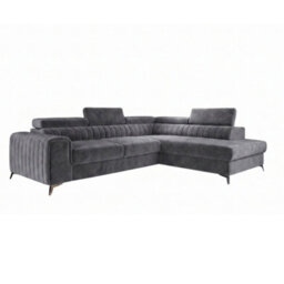Grey Melange Corner Sofa Bed With Storage Laurence With Adjustable Headrests And Metal Legs For Living Room Right Side - thumbnail 2