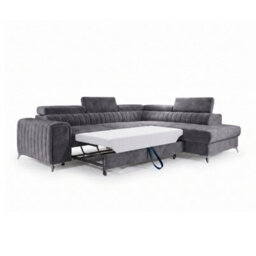 Grey Melange Corner Sofa Bed With Storage Laurence With Adjustable Headrests And Metal Legs For Living Room Right Side - thumbnail 3