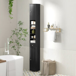Costway 180 Cm Bathroom Tall Slim Cabinet Freestanding Storage Cabinet W/ Drawer-Black - thumbnail 5