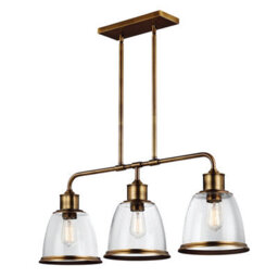 Luminosa Lighting Elstead Hobson 3 Light Ceiling Island Chandelier Pendant Bar Light Brass, E27 - thumbnail 1