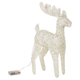 Urbn-Living Urbnliving 60Cm Led Light Up Standing Reindeer White Glitter Rattan Wire Frame Christmas Home Decoration - thumbnail 2