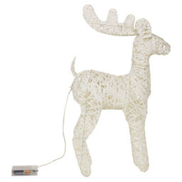 Urbn-Living Urbnliving 60Cm Led Light Up Standing Reindeer White Glitter Rattan Wire Frame Christmas Home Decoration - thumbnail 4