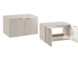 Impact Furniture Bathroom Cabinets Furniture Set 800mm Vanity Unit With Worktop And Tallboy Beige Cashmere Fluted Cara - thumbnail 3