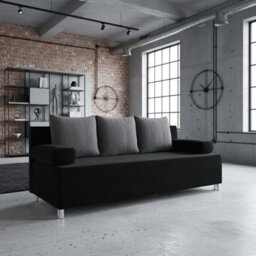 Dover Sofa Bed With Fold Out Sleeping Function Storage Upholstered Modern Design Includes Cushions Black And Grey