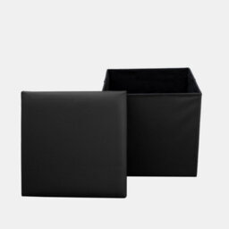 Home Republic Faux Leather Storage Ottoman - One Seater Black - thumbnail 3