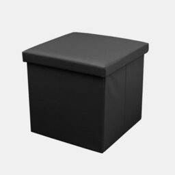 Home Republic Faux Leather Storage Ottoman - One Seater Black