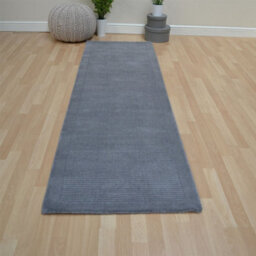 Grey Wool Handmade Plain Easy To Clean Rug For Bedroom Dining Room Living Room Rug-68 X 240Cm (Runner) - thumbnail 2