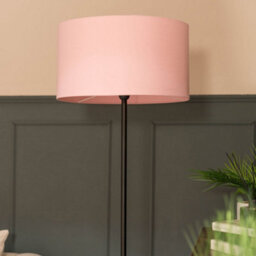 Valuelights Tavel Matte Black Floor Lamp With Table And Pink Shade - thumbnail 2