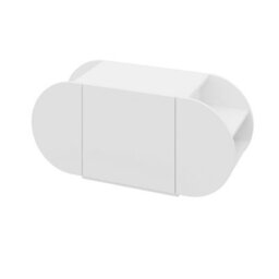 Decortie Modern Pozy Shoe Bench Storage White 110(W)Cm Oval Shape 3-Door Minimal Organiser For Office, Hallway - thumbnail 2