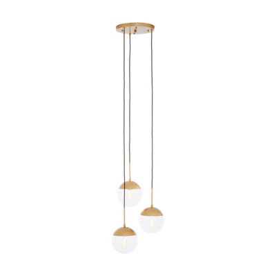 Orsina Gold Finish 3-Light Pendant, Suspended Multi-Light Ceiling Fixture, Modern Kitchen Or Hallway Illumination - image 1
