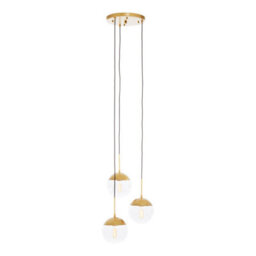 Orsina Gold Finish 3-Light Pendant, Suspended Multi-Light Ceiling Fixture, Modern Kitchen Or Hallway Illumination - thumbnail 2