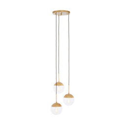 Orsina Gold Finish 3-Light Pendant, Suspended Multi-Light Ceiling Fixture, Modern Kitchen Or Hallway Illumination