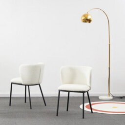 Set Of 2 Mandy Dining Chairs White Boucle Upholstered Chairs With Black Legs - thumbnail 5