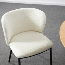 Set Of 2 Mandy Dining Chairs White Boucle Upholstered Chairs With Black Legs - thumbnail 1