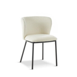 Set Of 2 Mandy Dining Chairs White Boucle Upholstered Chairs With Black Legs - thumbnail 3