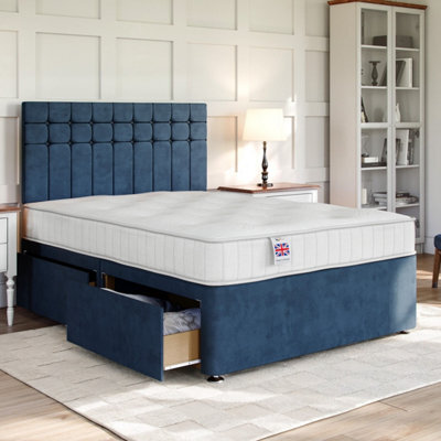 Divan Base Direct Plush Marine Platform Top Divan Bed Base 2Ft6 Small Single With 2 Drawers + Amalfi Floor Standing Headboard - image 1