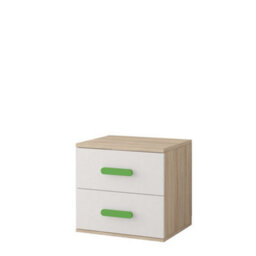Arte Vibrant Oak Sonoma And White Bedside Table H510mm W550mm D440mm - Lime Handles For Energetic Bedrooms - thumbnail 1
