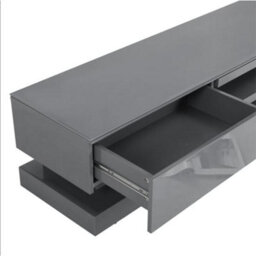 Furniture in Fashion Step Tv Stand With Storage For Living Room And Bedroom, 1800 Wide, Led Lighting, Media Storage, Grey High Gloss Finish - thumbnail 4