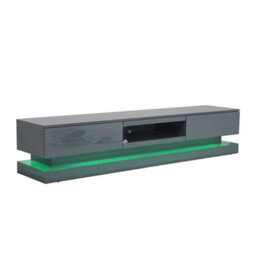 Furniture in Fashion Step Tv Stand With Storage For Living Room And Bedroom, 1800 Wide, Led Lighting, Media Storage, Grey High Gloss Finish - thumbnail 7