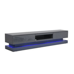 Furniture in Fashion Step Tv Stand With Storage For Living Room And Bedroom, 1800 Wide, Led Lighting, Media Storage, Grey High Gloss Finish - thumbnail 2