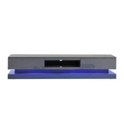 Furniture in Fashion Step Tv Stand With Storage For Living Room And Bedroom, 1800 Wide, Led Lighting, Media Storage, Grey High Gloss Finish - thumbnail 5
