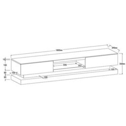 Furniture in Fashion Step Tv Stand With Storage For Living Room And Bedroom, 1800 Wide, Led Lighting, Media Storage, Grey High Gloss Finish - thumbnail 9